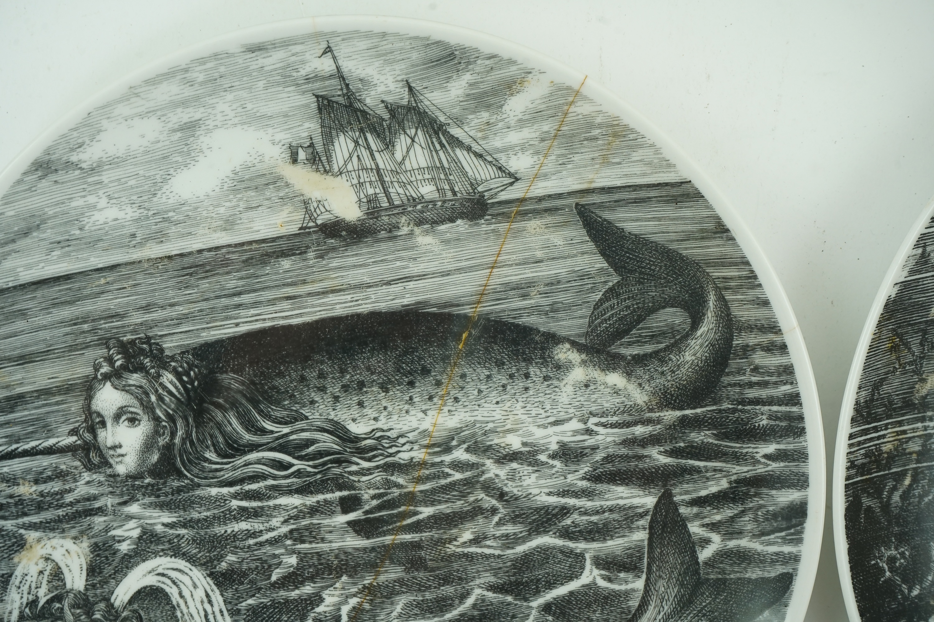 Piero Fornasetti (Italian, 1913-1988): Six ‘Sirene’ plates